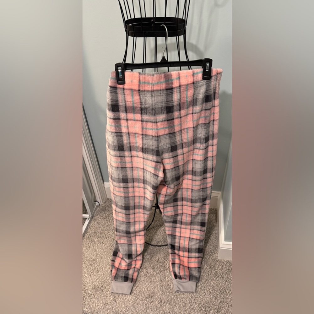 Joe Boxer Soft Fleece Will wake up for presents Pink Gray Plaid 1X 1XL Women PJs - Picture 10 of 11